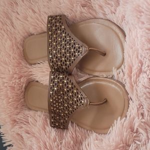 Yellow Box Jeweled Faux Leather Sandals (8.5)